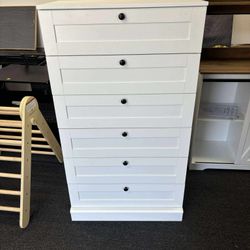 White 6 Drawer Dresser for Bedroom, 52" Tall Dresser & Chest of Drawers, 29" W Wood Dresser Drawer Chest,(small damage)
