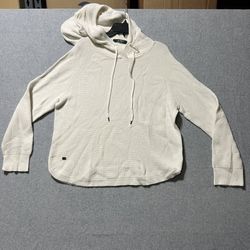 Lauren Ralph Lauren Womens Waffle Knit Pullover Hoodie Cream quiet luxury XL