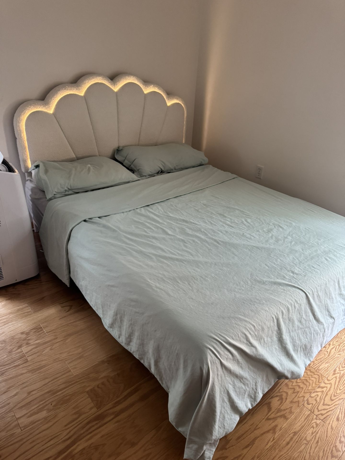 Lighted Headboard with Queen Frame In Great Condition!
