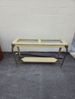 Metal Console Table with Glass Top