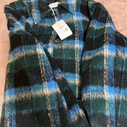 New Free Assembly Long Multi Colored Wool Coat