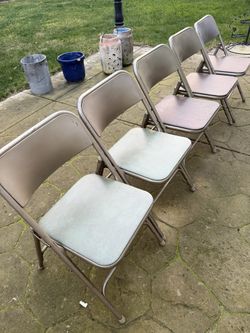 5 Vintage Samsonite Heavy Duty Padded Metal Folding Chairs 