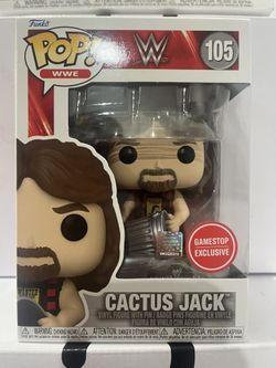 Funko Pop WWE Cactus Jack 105 GameStop Exclusive Vinyl Figure Mick Foley Pin