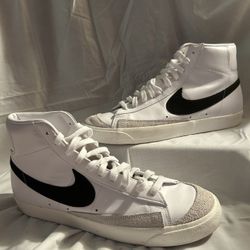 Nike Women's Blazer Mid '77 White Black Leather Shoes Sneaker CZ1055-100 Size 13