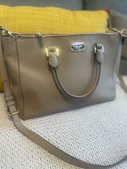 Michael Kors Kellen Taupe Gray Shoulder Bag Gold Hardware