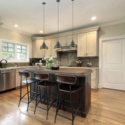 Set of 3 - Black Bronzed Farmhouse Mini Pendant Lighting Over Island / Ceiling Light Fixture (Adjustable Height) [NEW] **Retails for $150