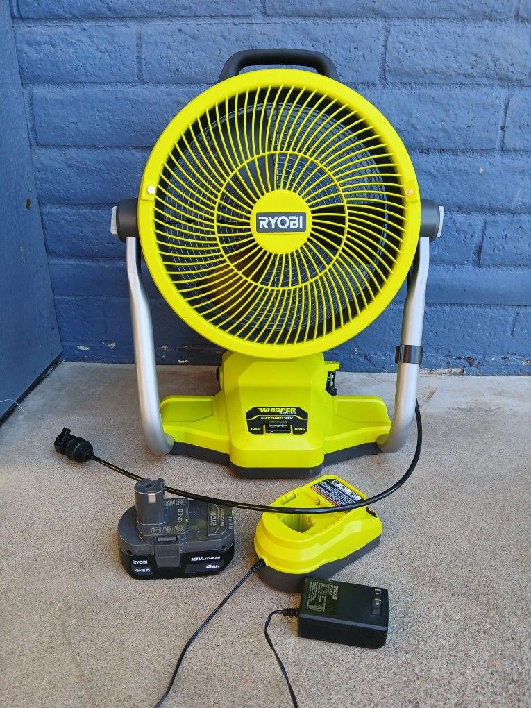 FAN RYOBI 18V BATTERY AND CHARGER INCLUDED 
