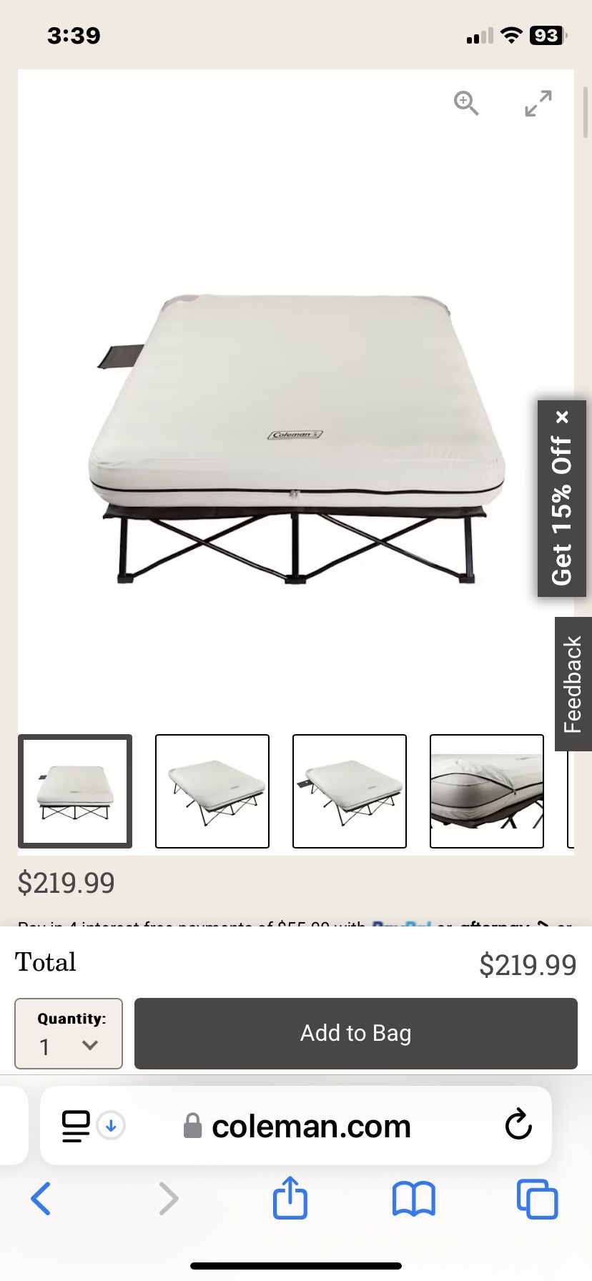 New Queen Coleman Air Mattress Cot