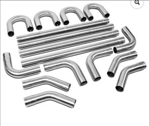 16 pcs 2.5 inches OD DIY Custom Stainless Steel Mandrel Exhaust Tubing Bend Straight Pipe Kit