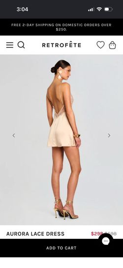 Retrofête Aurora Beige Lace Mini Dress S Spaghetti Strap V-Neck Party