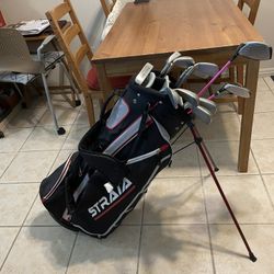 PING G2 PINK DOT WOMEN’S GOLF SET+DRIVER/WOOD/ODYSSEY PUTTER/STRATA STAND GOLF BAG