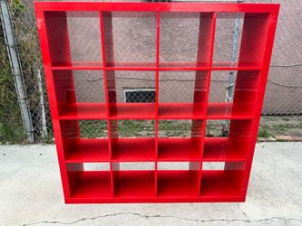 Red HighGloss Bookcase Shelf Unit Open Storage Bookshelf
