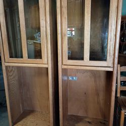 Two Glass Cabinets Golden Oak