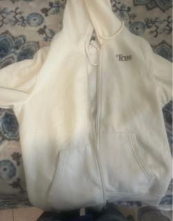 True Religion White Zip-Up Hoodie