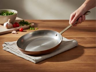 Copper Frying Pan with Brass Handle