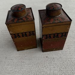 Vintage Walter Baker Cocoa Tins Set of 2 Metal Canisters Antique Style Kitchen Decor