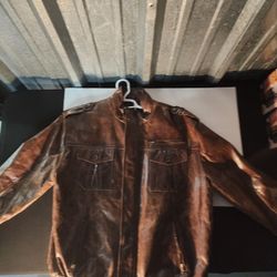 Brown Vintage Style Leather Jacket 