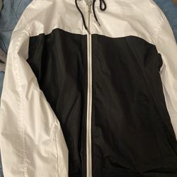 black and white windbreaker zip up