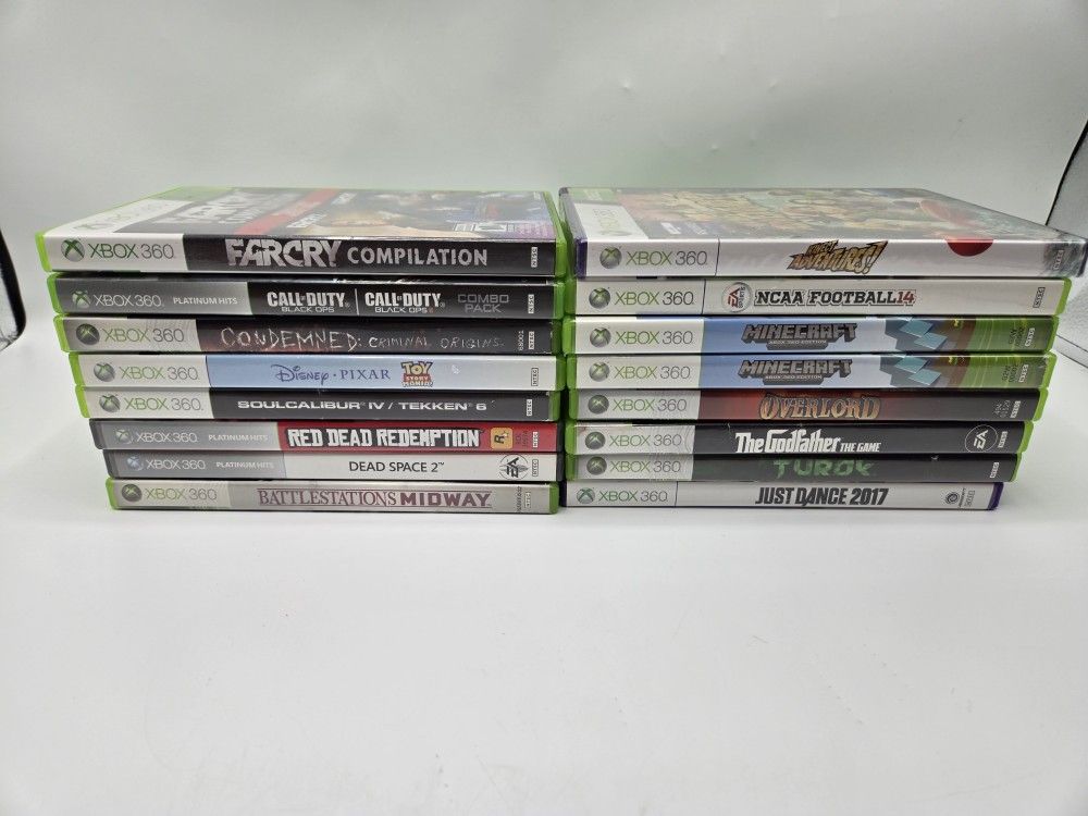 Lot of 16 Xbox 360 Game Cases & Manuals, Condemned, Black Ops Double Pac,Minecra