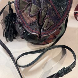 Vintage Never been used Multi colored Leather Sharif Purse-adjustable strap