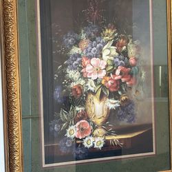 "Gilded Blossoms" Framed Vintage Print 28x35