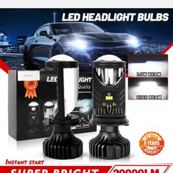 200W Mini Bi-LED Projector Lens Hi-Lo Beam Bulb H4/9003 Headlight Retrofit LHD
