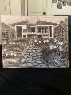 Malibu house landscape painting
