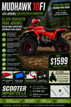 🛻🔥 DENAGO MUDHAWK 10FI ATV JUVENIL CON INYECCIÓN ELECTRÓNICA 🔥🛻