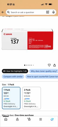 Canon Genuine 137 Black Toner Cartridge Compatible with LBP151dw, MF210 Series, MF220 Series, MF230 Series, MF240 Series, D570