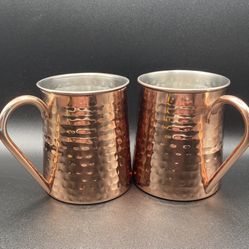 Two 25oz Stainless Steel/Copper  Hammered Threshold Moscow Mule Mugs