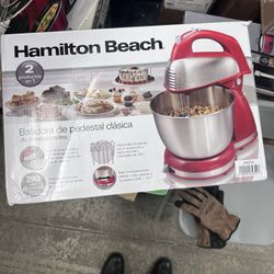 Hamilton Beach Hamilton Beach Classic Stand and Hand Mixer, 4 Quart Stainless Steel Bowl, 6 Speeds with Quick Burst, Red