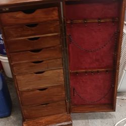 Unisex Refurbished Wooden Jewelry Cabinet
