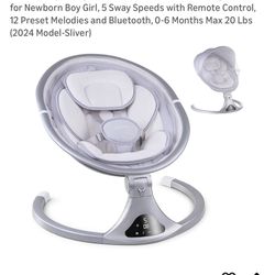 LAREX Baby Swing to Toddler Electric Infant Swing Portable for Newborn Boy Girl, 5 Sway Speeds with Remote Control, 12 Preset Melodies and Bluetooth, 