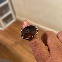 A Huge Amethyst Stone Sterling Silver Ring.