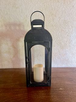 HOME DECOR 18” Tall Bronze LANTERN with Battery Operated Candle