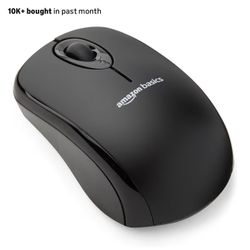 Amazon Basics 2.4 Ghz Wireless Optical Computer Mouse with USB Nano Receiver, Black