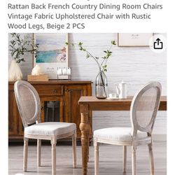 chairus Store 4.3 149 chairus Farmhouse Dining Chairs Set of 2, Round Rattan Back French Country Dining Room Chairs Vintage Fabric Upholster