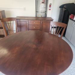 Real Wood Kitchen Table Buffet and 2 Chairs