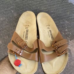 Birkenstock Yao Slide Sandals, Cognac Leather,