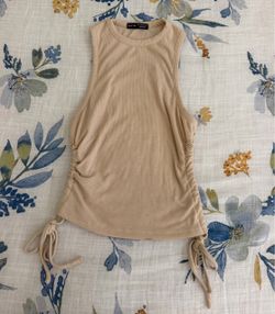 SHEIN Ribbed Tank Top with Side Drawstrings