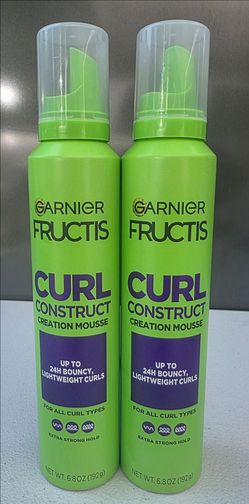 (2) Garnier Fructis Style Curl Construct Creation Mousse, For Curly Hair, 6.8 oz.