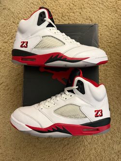 Size 10.5 (Pre owned, damaged box, does not have lacelocks) - 2025 Air Jordan 5 fire red