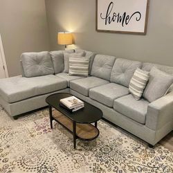 Brand New Upholstered Grey/Black Fabric L Shape Modular Sectional Sofa 