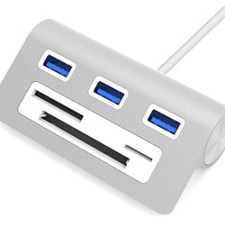 SABRENT Premium 3 Port Aluminum USB 3.0 Hub with Multi in 1 Card Reader (12" Cable) for iMac, All MacBooks, Mac mini, or Any PC (HB-MACR)
