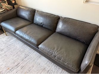 CB2 HOXTON Black Leather Sofa.