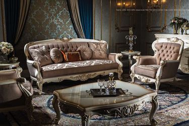 Handmade Baroque Living Room Set — Loura 7440 Solid Wood