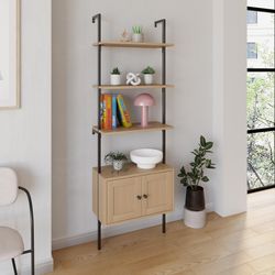 MidCentury Industrial  Wall-Mounted Open Ladder Bookcase