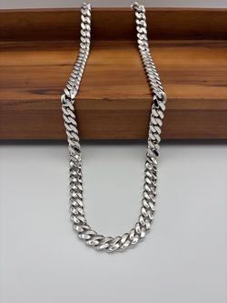 24 INCH 10MM STERLING SILVER MIAMI CUBAN LINK NECKLACE RHODIUM FINISH 120.8G S925