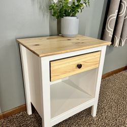 Nightstand / End Table - White / Pine, All-wood