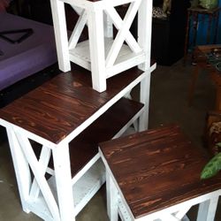 Farmhouse style hall table and end tables